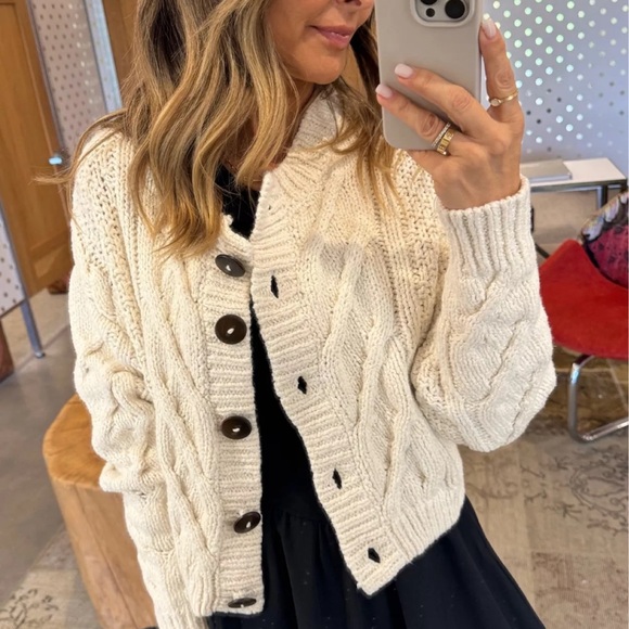 FREE PEOPLE Cream Bonfire Cardi - Picture 3 of 13